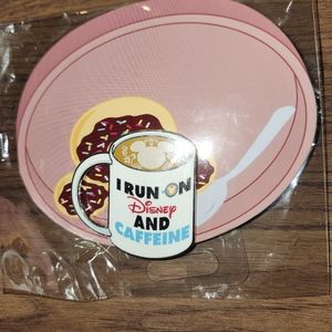 Disney " I Run On Disney and Caffeine" Pin. Brand New.